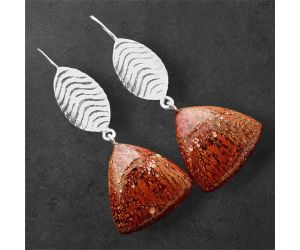 Red Moss Agate Earrings SDE86319 E-1203, 17x17 mm