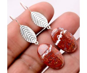 Red Moss Agate Earrings SDE86323 E-1203, 14x22 mm