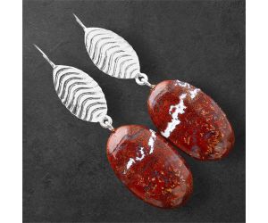 Red Moss Agate Earrings SDE86323 E-1203, 14x22 mm