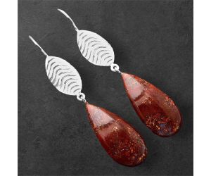 Red Moss Agate Earrings SDE86326 E-1203, 12x26 mm