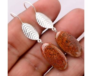 Red Moss Agate Earrings SDE86328 E-1203, 12x23 mm