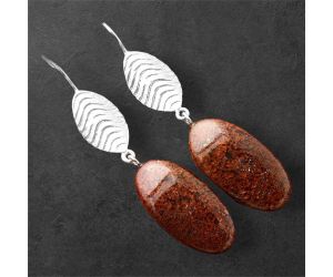 Red Moss Agate Earrings SDE86328 E-1203, 12x23 mm