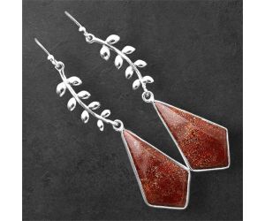 Red Moss Agate Earrings SDE86359 E-1238, 14x27 mm