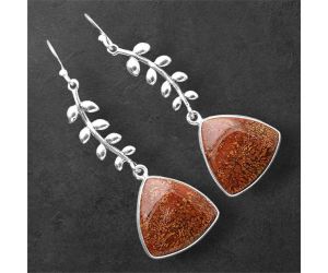 Red Moss Agate Earrings SDE86360 E-1238, 17x17 mm