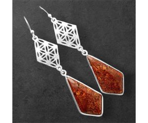 Red Moss Agate Earrings SDE86374 E-1108, 14x26 mm