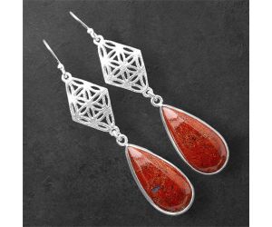 Red Moss Agate Earrings SDE86375 E-1108, 11x23 mm