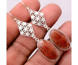 Red Moss Agate Earrings SDE86378 E-1108, 12x22 mm