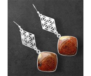 Red Moss Agate Earrings SDE86381 E-1108, 16x16 mm