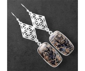 Russian Honey Dendrite Opal Earrings SDE86382 E-1108, 12x22 mm