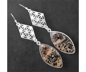 Russian Honey Dendrite Opal Earrings SDE86383 E-1108, 13x25 mm