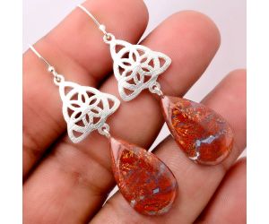 Red Moss Agate Earrings SDE86422 E-1108, 14x24 mm