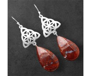 Red Moss Agate Earrings SDE86422 E-1108, 14x24 mm