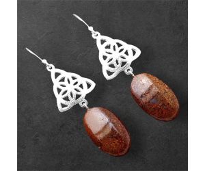 Red Moss Agate Earrings SDE86423 E-1108, 13x30 mm