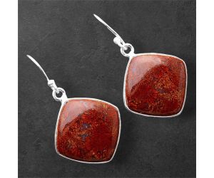 Red Moss Agate Earrings SDE86430 E-1001, 16x16 mm