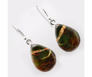 Turkish Rainforest Chrysocolla Earrings SDE86436 E-1001, 15x20 mm