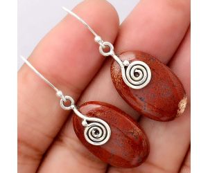 Red Moss Agate Earrings SDE86458 E-1137, 14x23 mm