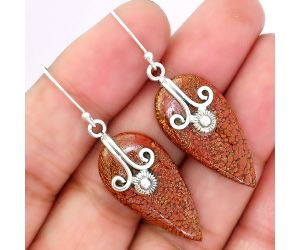 Red Moss Agate Earrings SDE86466 E-1137, 14x28 mm