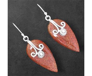 Red Moss Agate Earrings SDE86466 E-1137, 14x28 mm