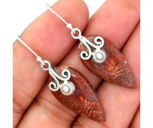 Red Moss Agate Earrings SDE86472 E-1137, 13x26 mm