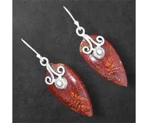 Red Moss Agate Earrings SDE86472 E-1137, 13x26 mm