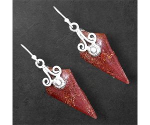 Red Moss Agate Earrings SDE86473 E-1137, 14x28 mm