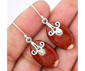Red Moss Agate Earrings SDE86476 E-1137, 14x22 mm