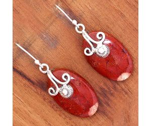 Red Moss Agate Earrings SDE86476 E-1137, 14x22 mm