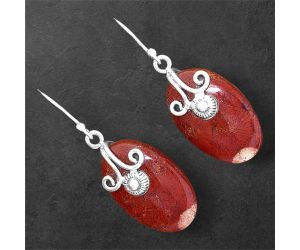 Red Moss Agate Earrings SDE86476 E-1137, 14x22 mm