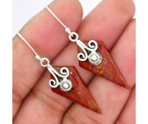 Red Moss Agate Earrings SDE86477 E-1137, 12x26 mm