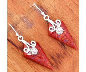 Red Moss Agate Earrings SDE86477 E-1137, 12x26 mm