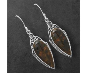 Turkish Rainforest Chrysocolla Earrings SDE86554 E-1208, 11x25 mm