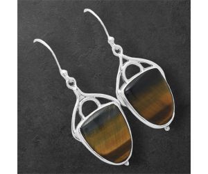 Blue Tiger Eye Earrings SDE86562 E-1093, 13x16 mm