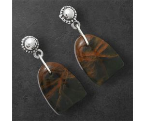 Turkish Rainforest Chrysocolla Earrings SDE86584 E-1227, 12x16 mm