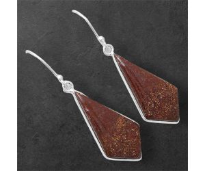 Red Moss Agate Earrings SDE86598 E-1001, 14x27 mm