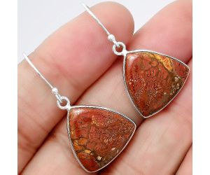 Red Moss Agate Earrings SDE86600 E-1001, 17x17 mm