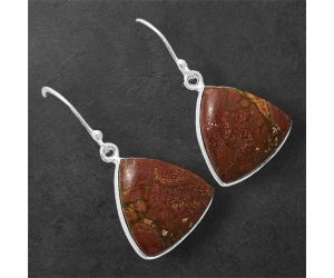 Red Moss Agate Earrings SDE86600 E-1001, 17x17 mm