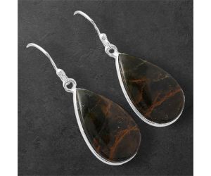 Turkish Rainforest Chrysocolla Earrings SDE86760 E-1001, 14x22 mm