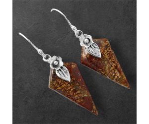 Red Moss Agate Earrings SDE86780 E-1137, 15x27 mm