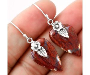 Red Moss Agate Earrings SDE86781 E-1137, 14x22 mm