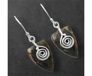 Turkish Rainforest Chrysocolla Earrings SDE86803 E-1137, 12x18 mm