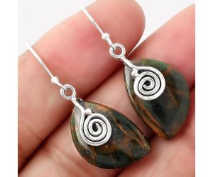 Turkish Rainforest Chrysocolla Earrings SDE86805 E-1137, 14x20 mm