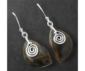 Turkish Rainforest Chrysocolla Earrings SDE86805 E-1137, 14x20 mm