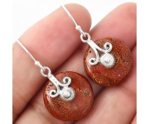 Red Moss Agate Earrings SDE86837 E-1137, 18x18 mm