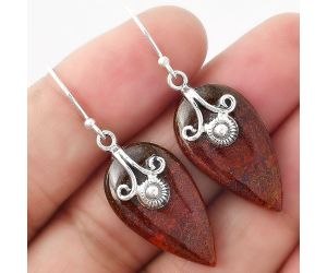 Red Moss Agate Earrings SDE86839 E-1137, 14x25 mm