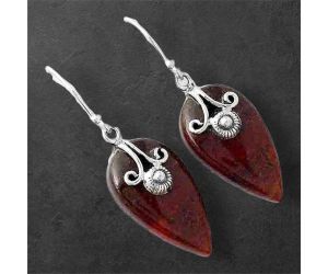 Red Moss Agate Earrings SDE86839 E-1137, 14x25 mm