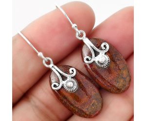 Red Moss Agate Earrings SDE86840 E-1137, 13x22 mm