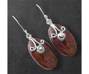 Red Moss Agate Earrings SDE86840 E-1137, 13x22 mm