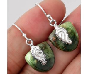 Turkish Rainforest Chrysocolla Earrings SDE86852 E-1137, 14x14 mm