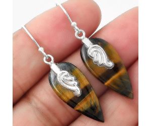 Blue Tiger Eye Earrings SDE86856 E-1137, 11x25 mm