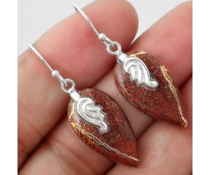 Red Moss Agate Earrings SDE86858 E-1137, 12x23 mm